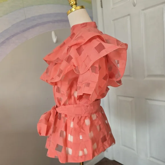 CQ By CQ | Medium | Unique Ruffle High Neck Blouse - Picture 9 of 15